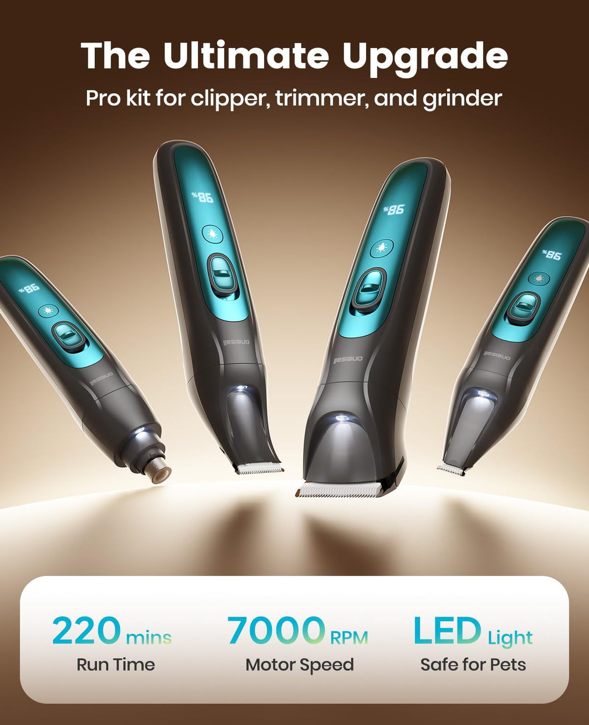 4-in-1 Dog Grooming Kit with LED Light R347105
