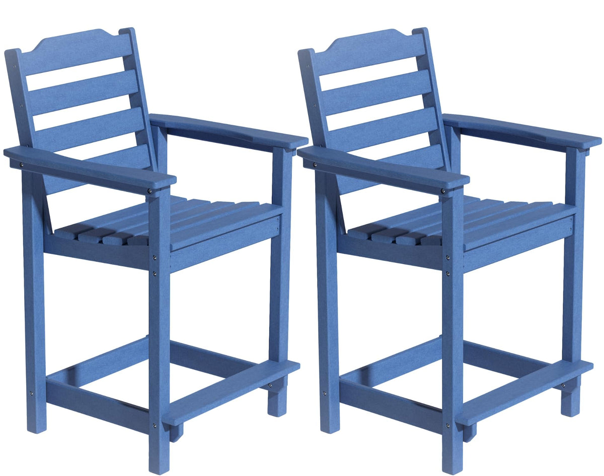 HDPE All-Weather Plastic Adirondack Chair Set of 2 Navy Blue G45610