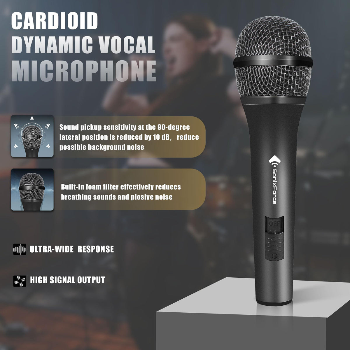 Dynamic Handheld Vocal Microphone with XLR to 1/4'' Audio Cable C264014