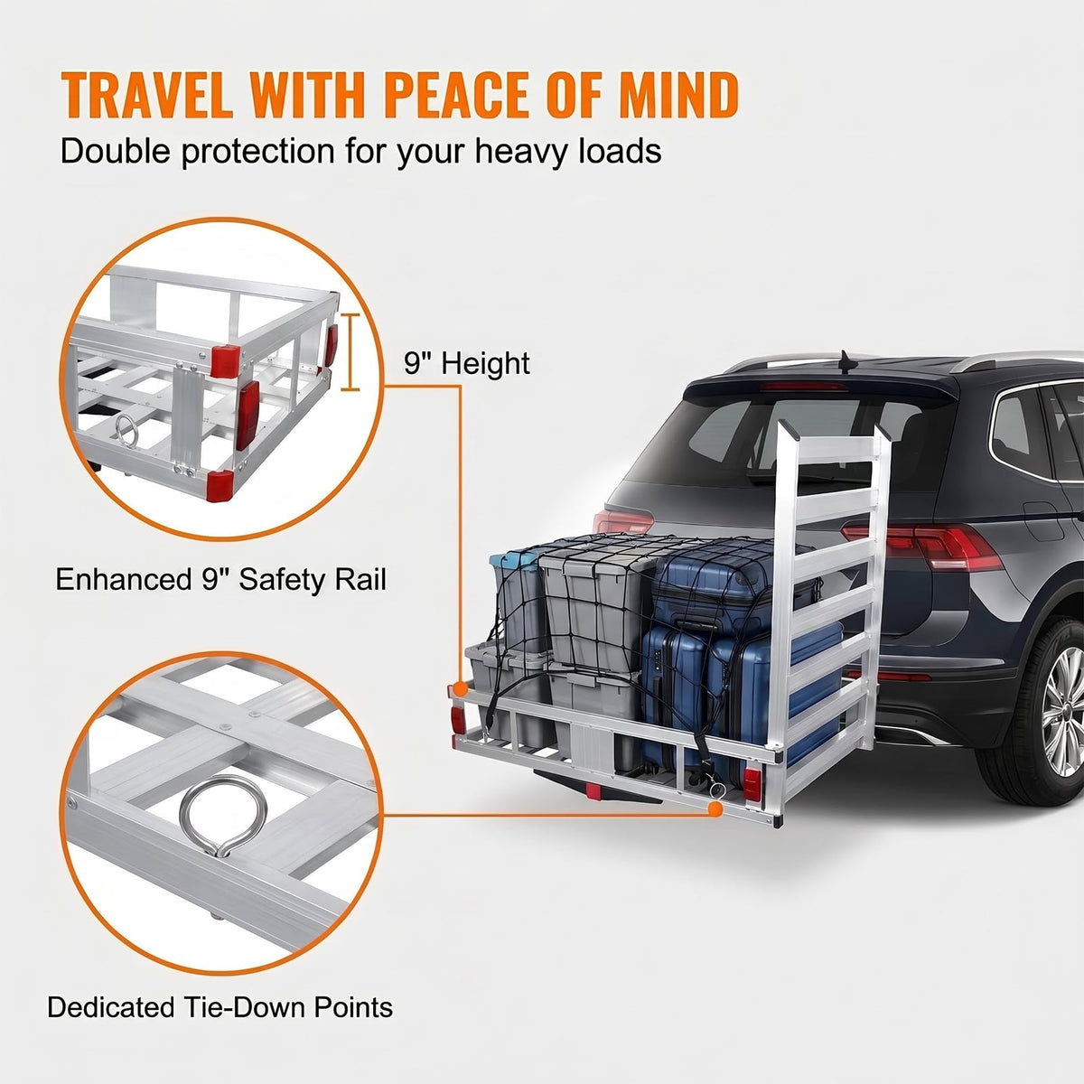 Hitch Mounted Cargo Carrier with Folding Ramp E111591