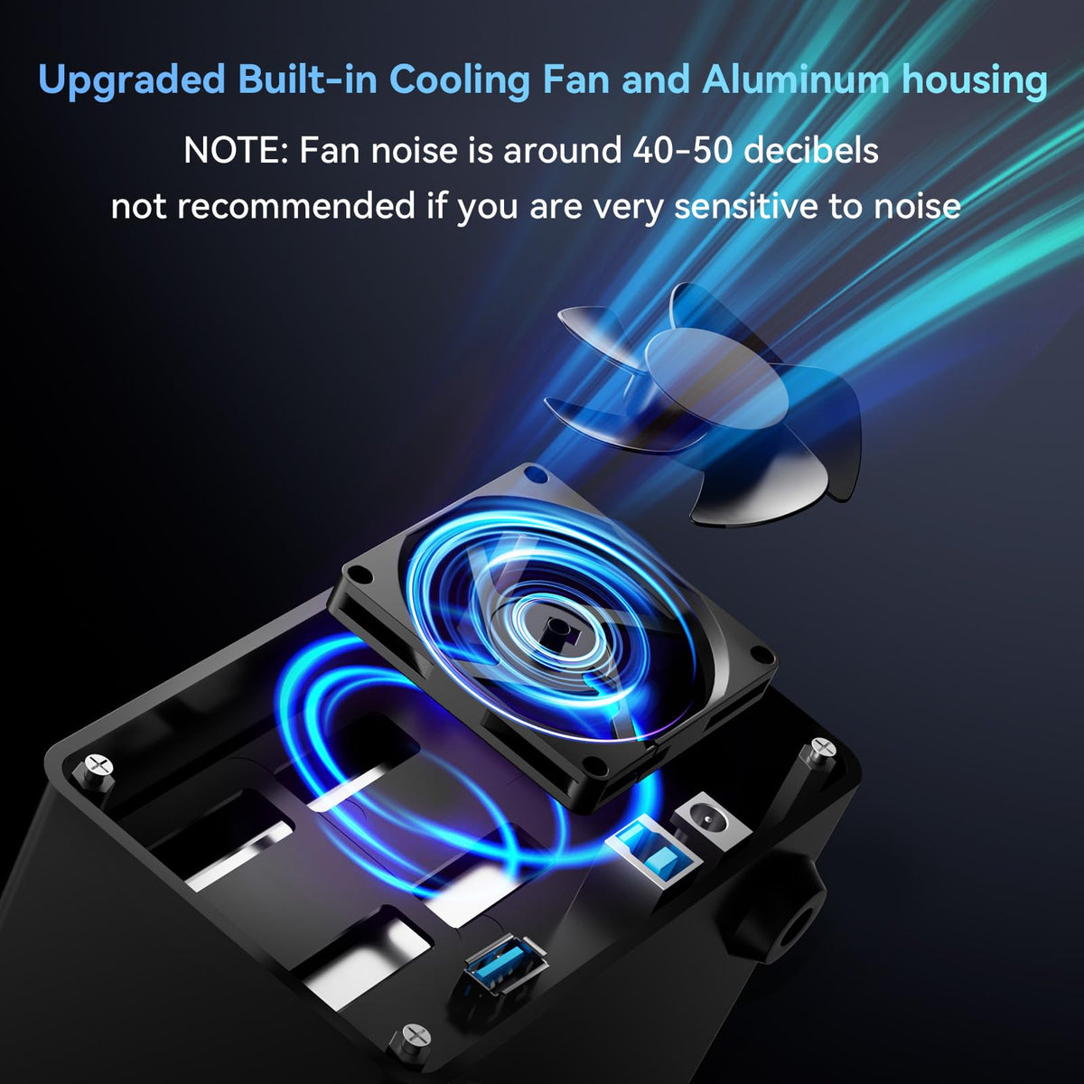 Aluminum 2 Bay Hard Drive Enclosure with Cooling Fan B497951