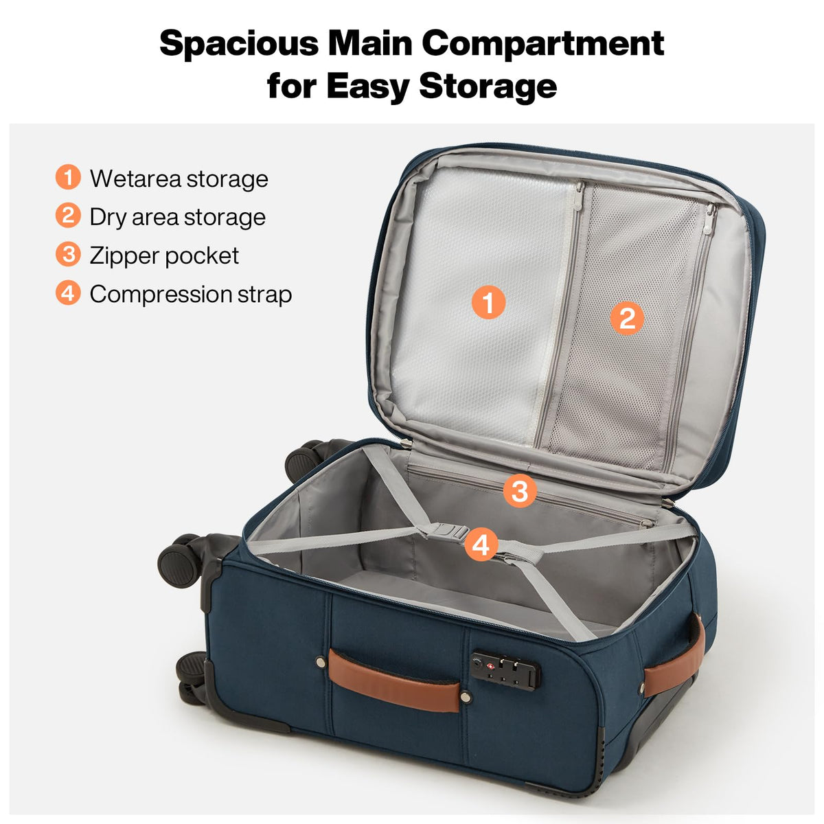 20 Inch Expandable Softside Carry On Luggage with Front Pocket N53673