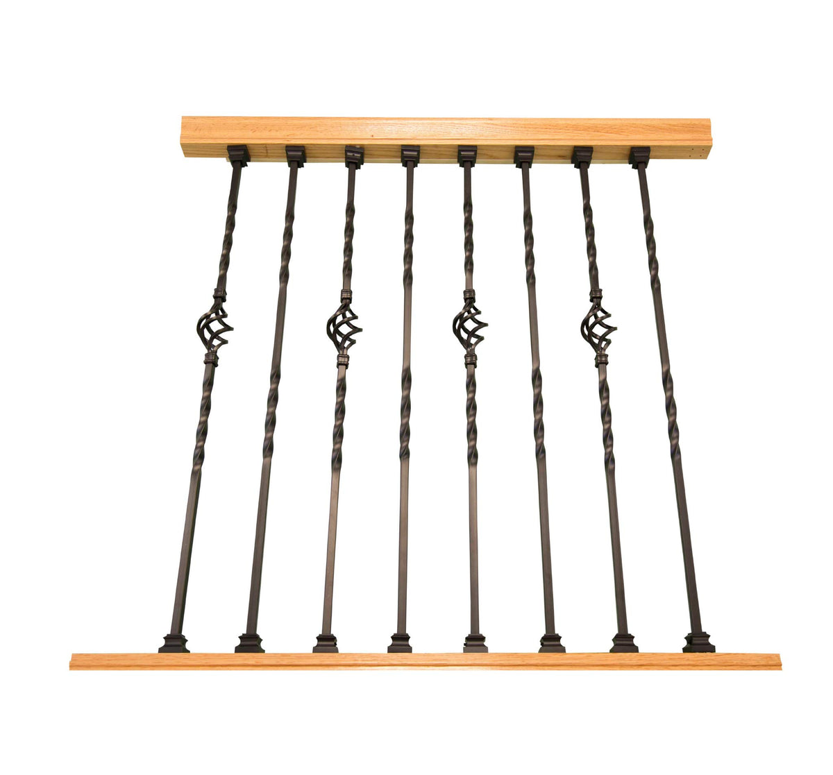 Indoor Stair Rail Section Kit with Black Metal Balusters B7617