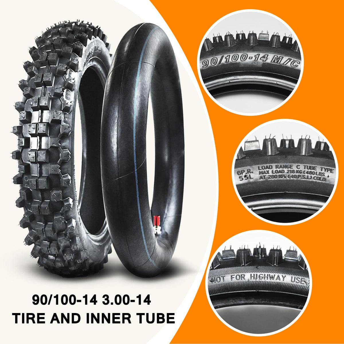 90/100-14 3.00-14 70/100-17 2.75-17 Tire and Inner Tube L5817