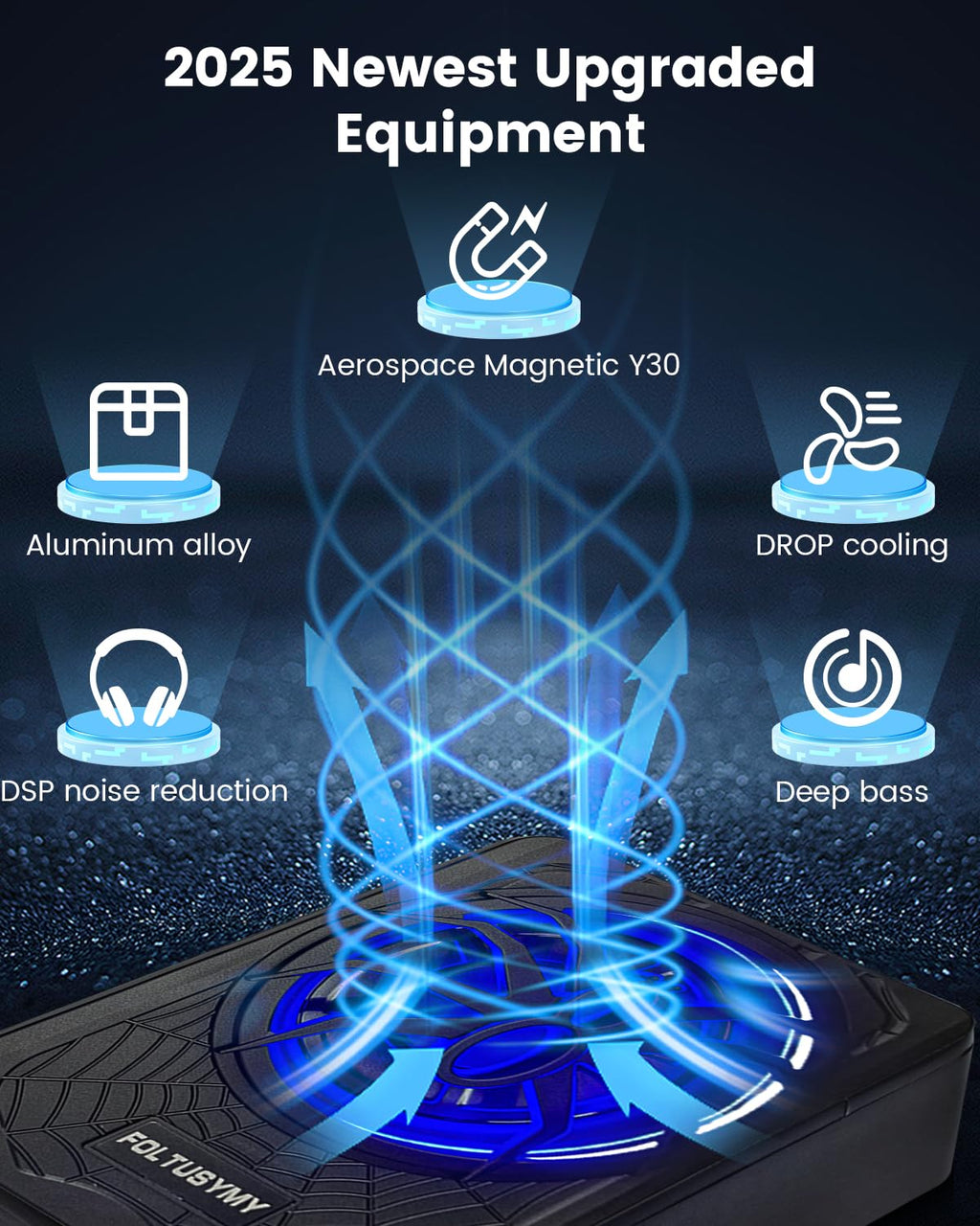 1200W 10" Slim Under Seat Powered Car Subwoofer with Blue LED Light U7276