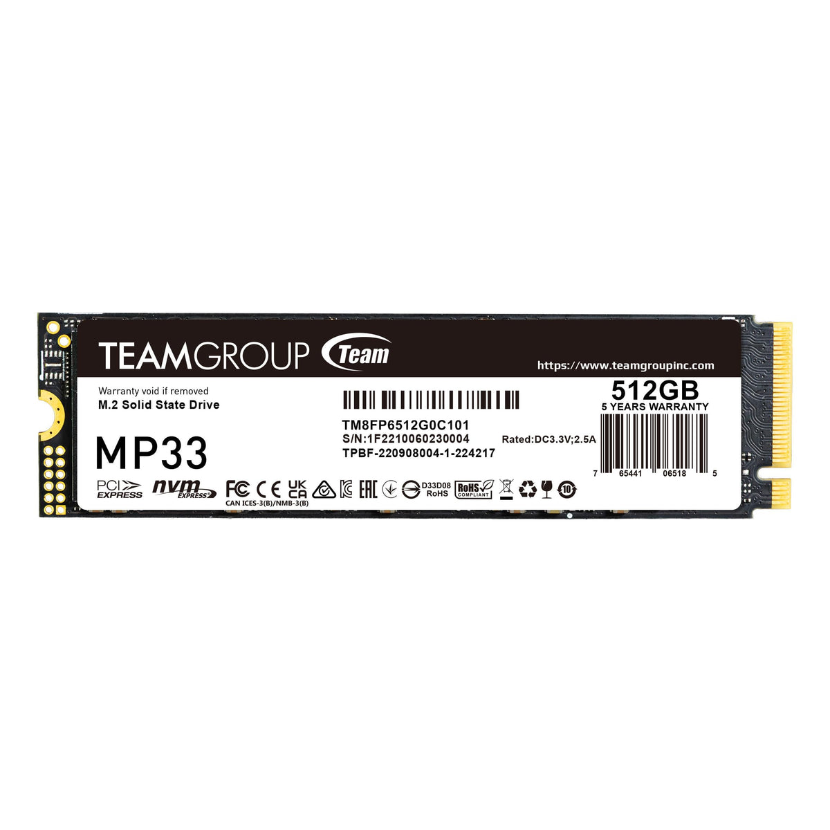 512GB NVMe PCIe Gen3x4 M.2 2280 Internal SSD I966