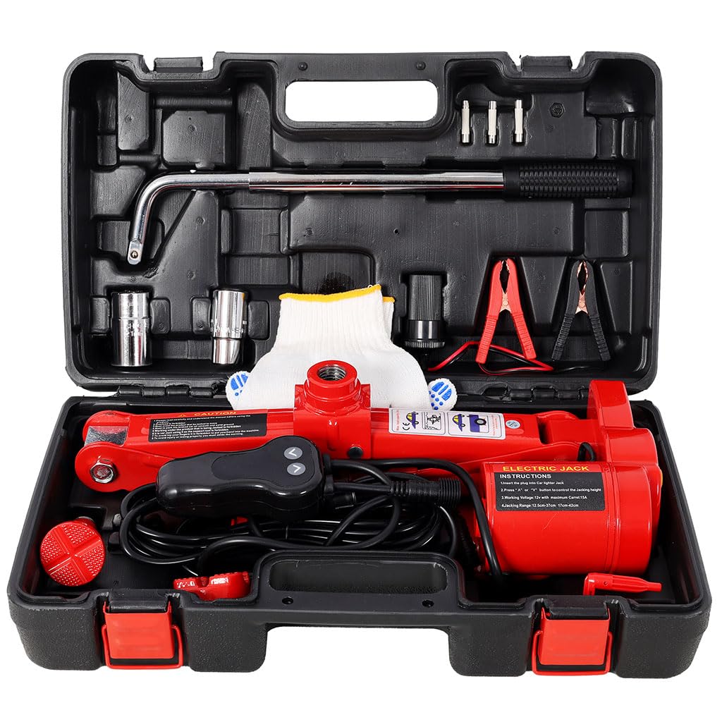 12V 3 Ton Electric Car Jack with Lug Wrench and Carrying Case P970847