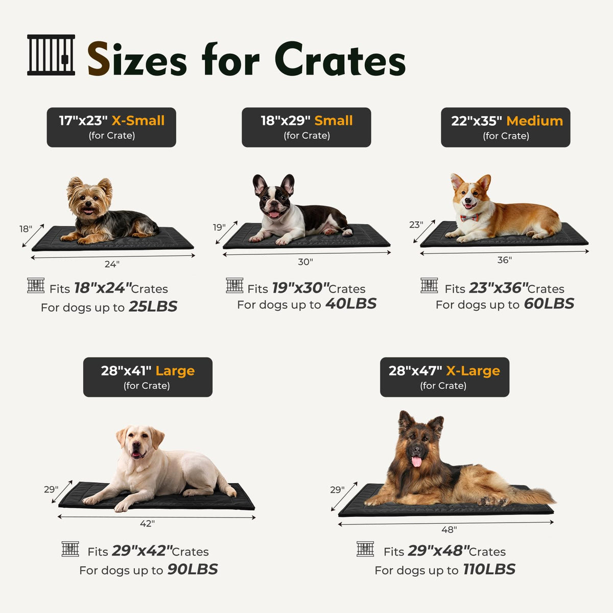 Chew Proof Dog Crate Pad Large 28"x41" P7010