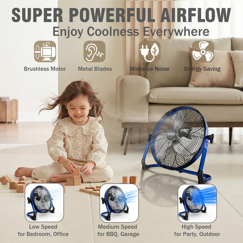 20" Portable Rechargeable Battery Operated Floor Fan F2242