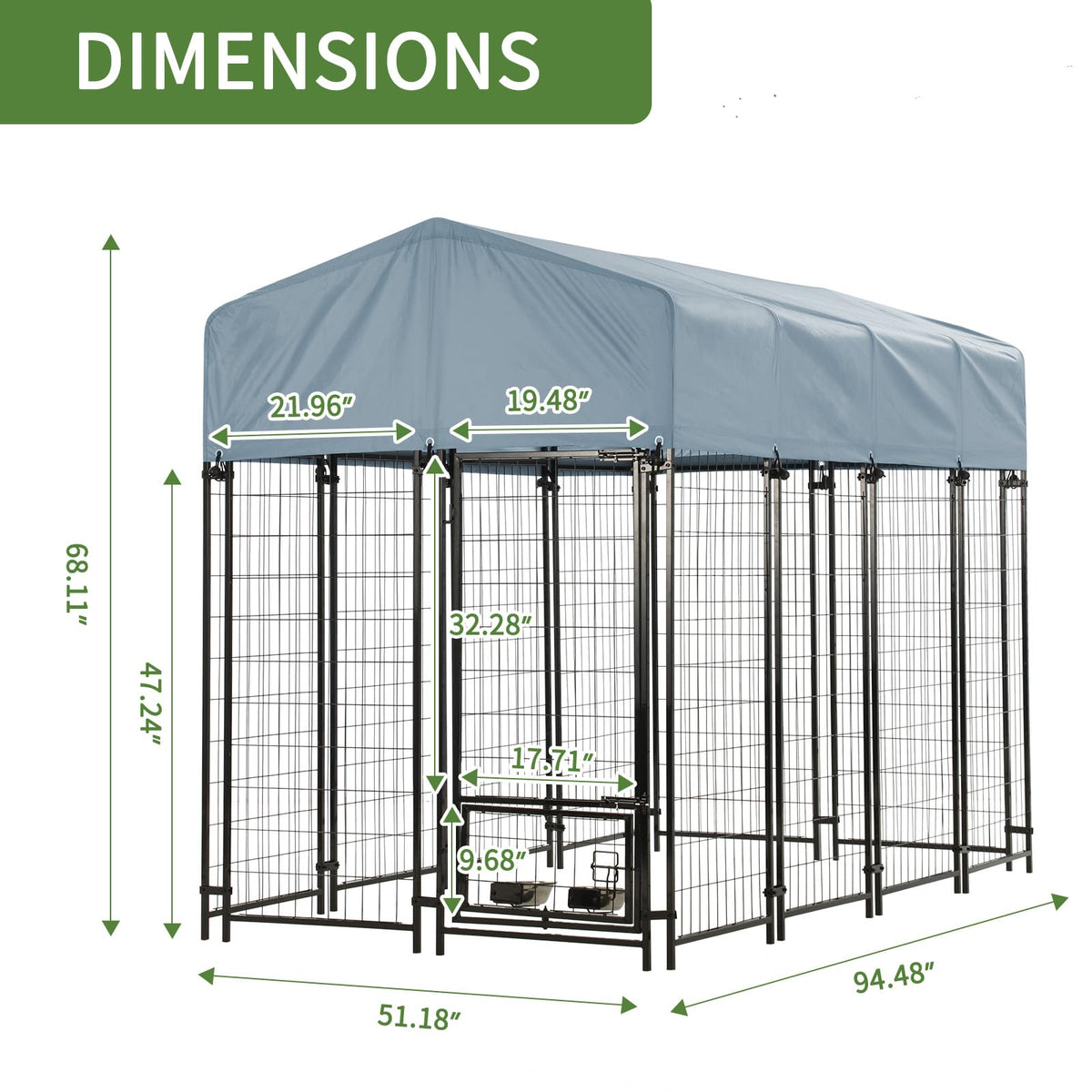 8'x4'x6' Outdoor Dog Kennel with Roof P875874