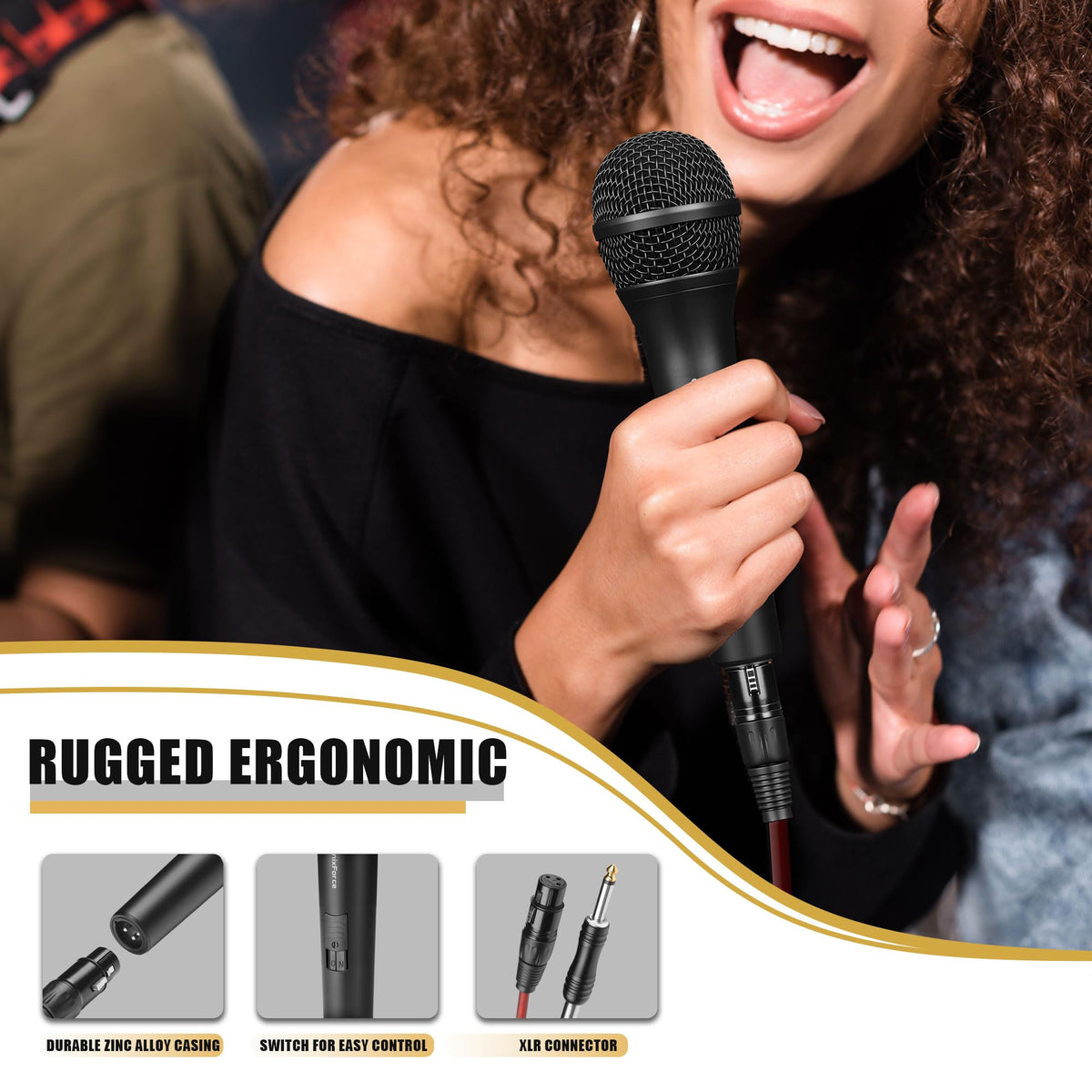 Dynamic Handheld Vocal Microphone with XLR to 1/4'' Audio Cable C264014
