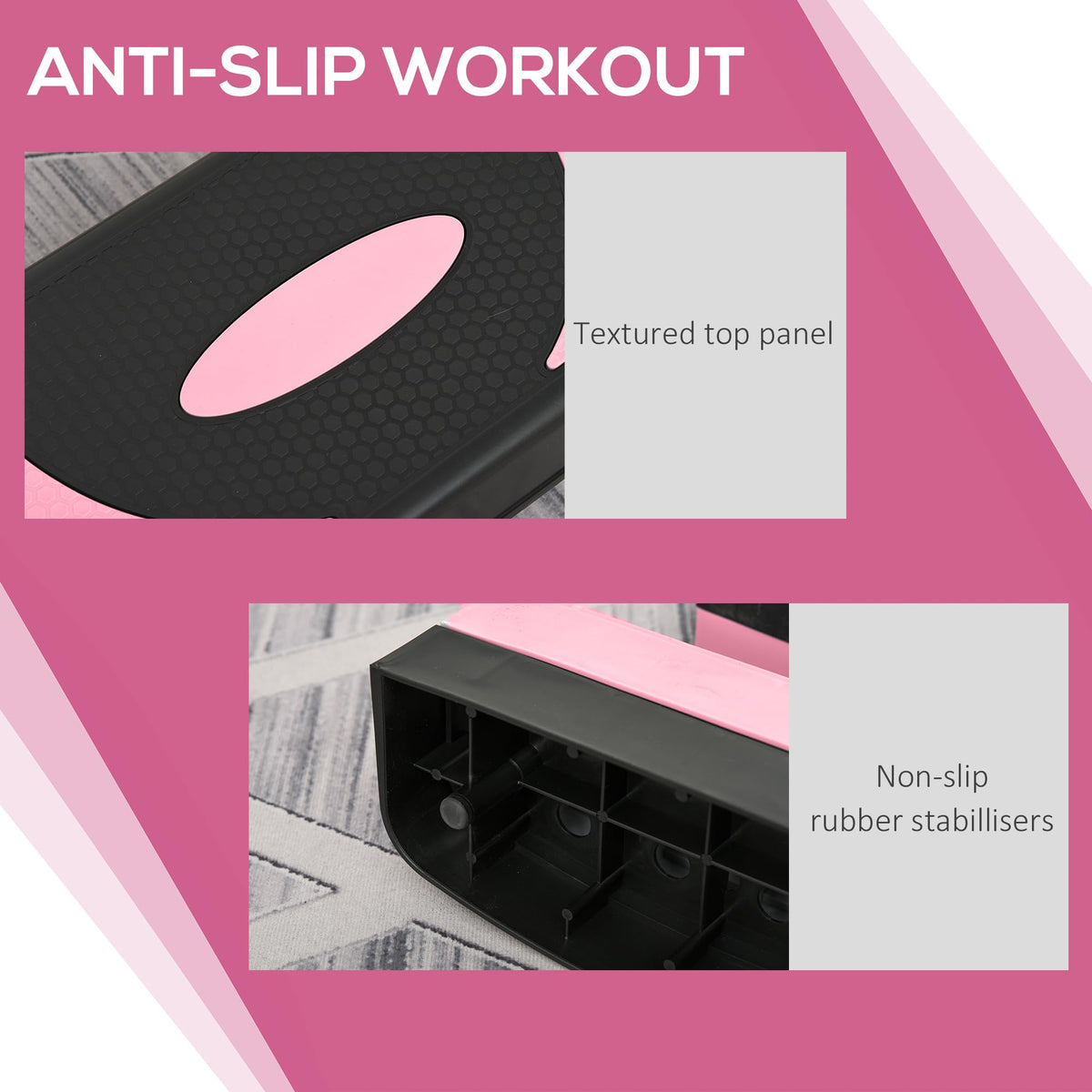 Adjustable Aerobic Stepper 4"-6"-8" Pink L9274