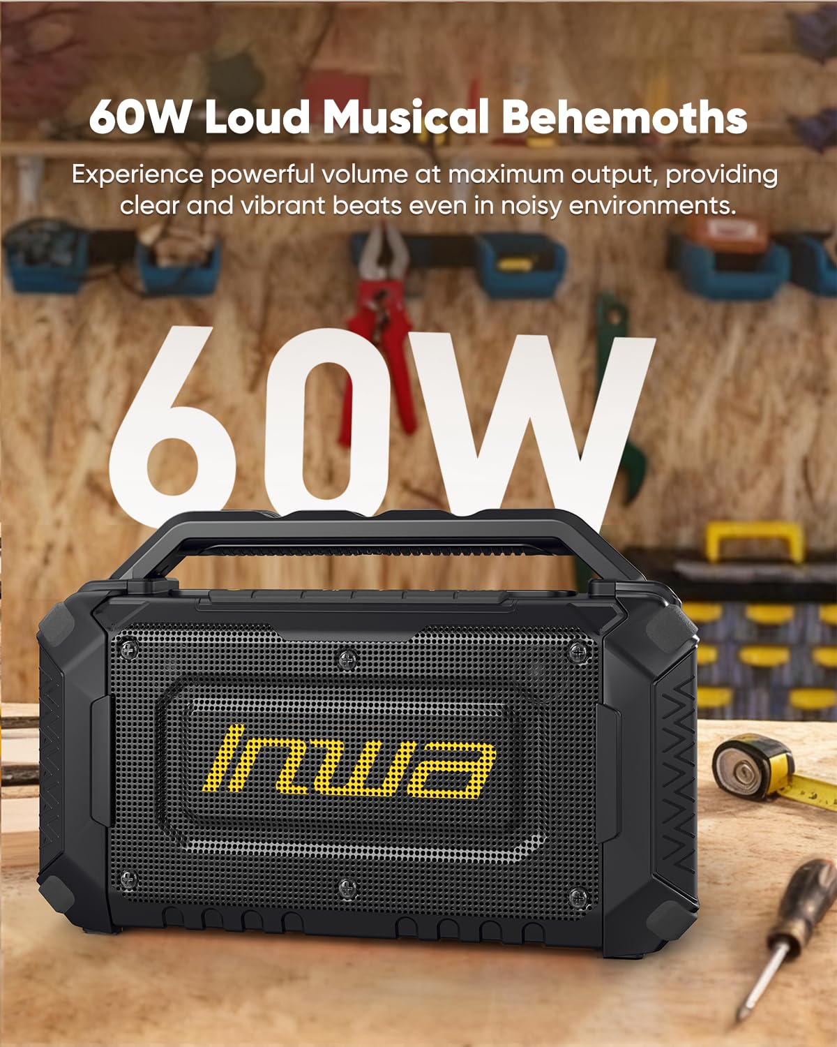 60W Portable Bluetooth Jobsite Speaker with RGB Lights J33725