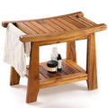 Teak Shower Bench with Shelf S96790