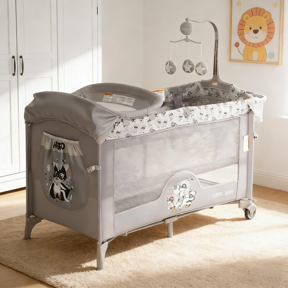 4 in 1 Baby Bassinet Bedside Sleeper Pack and Play with Changing Table N9285