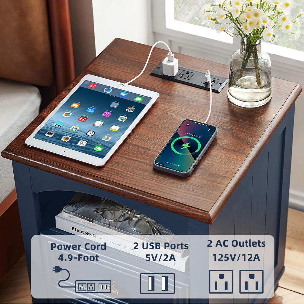 18" Nightstand with Charger Station W566