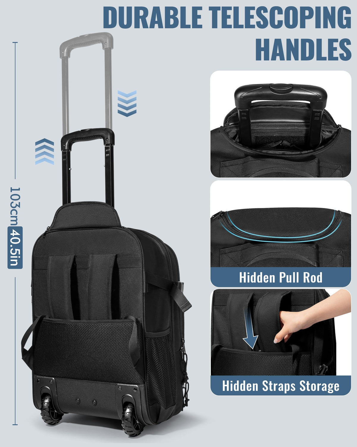 17 Inch Rolling Tactical Laptop Backpack with Wheels Y779