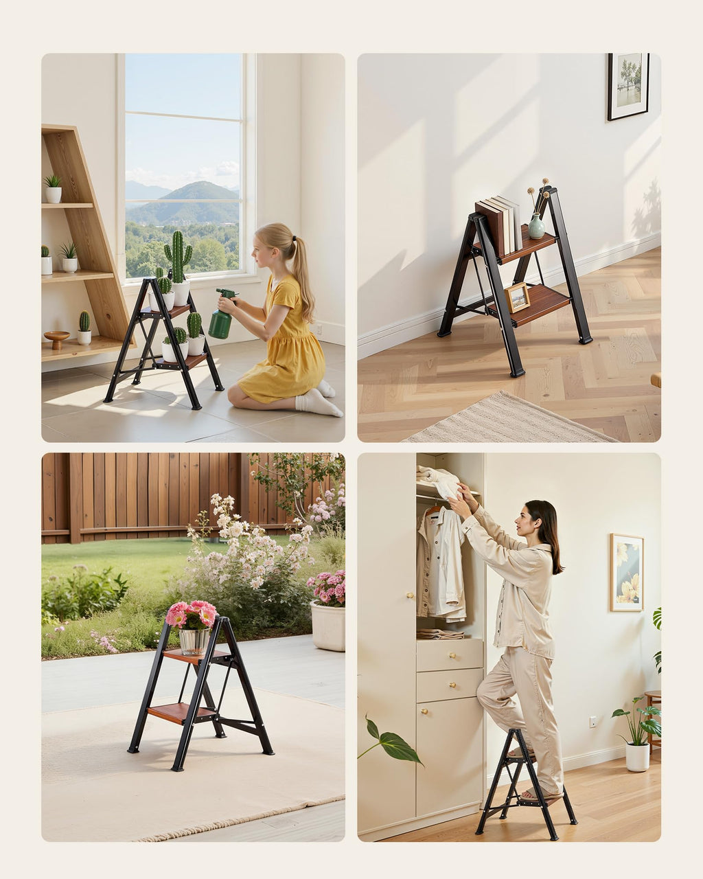 2 Step Folding Aluminum Ladder 330 lbs Capacity Z894