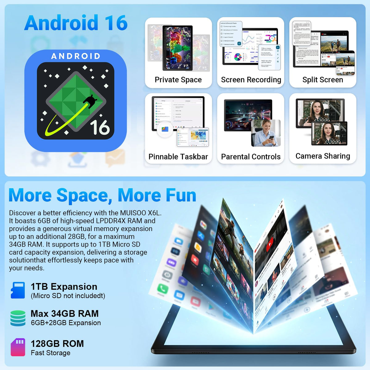 Android Tablet with Keyboard Mouse Stylus Case T2038
