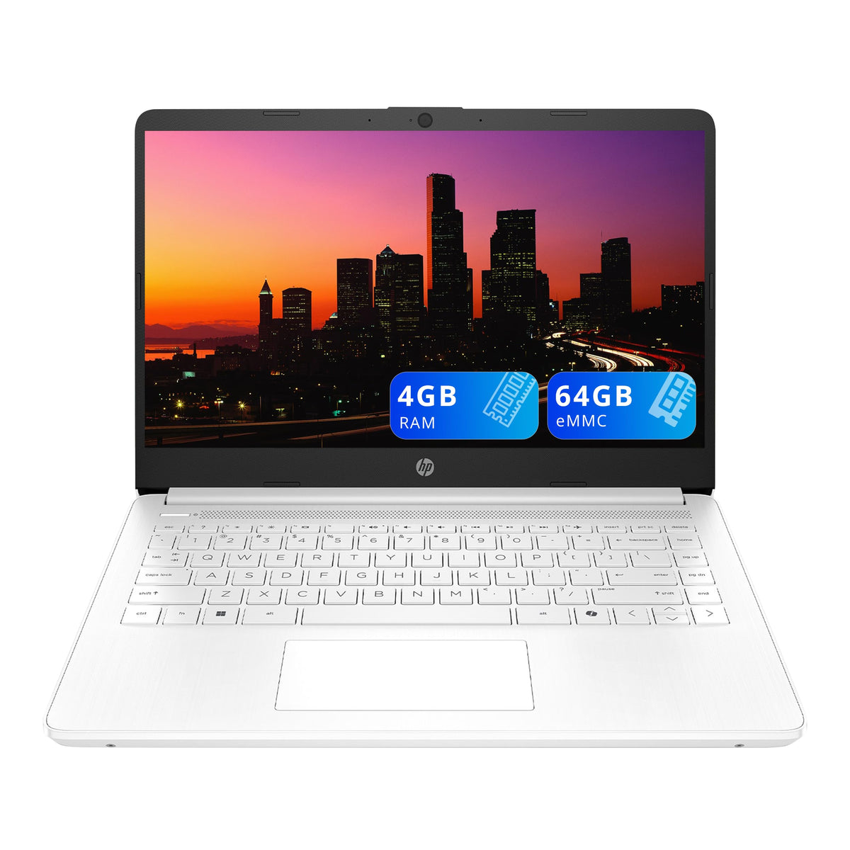 14" HD Laptop, Intel Celeron N4500, 4GB DDR4 RAM, 64GB eMMC, White A519