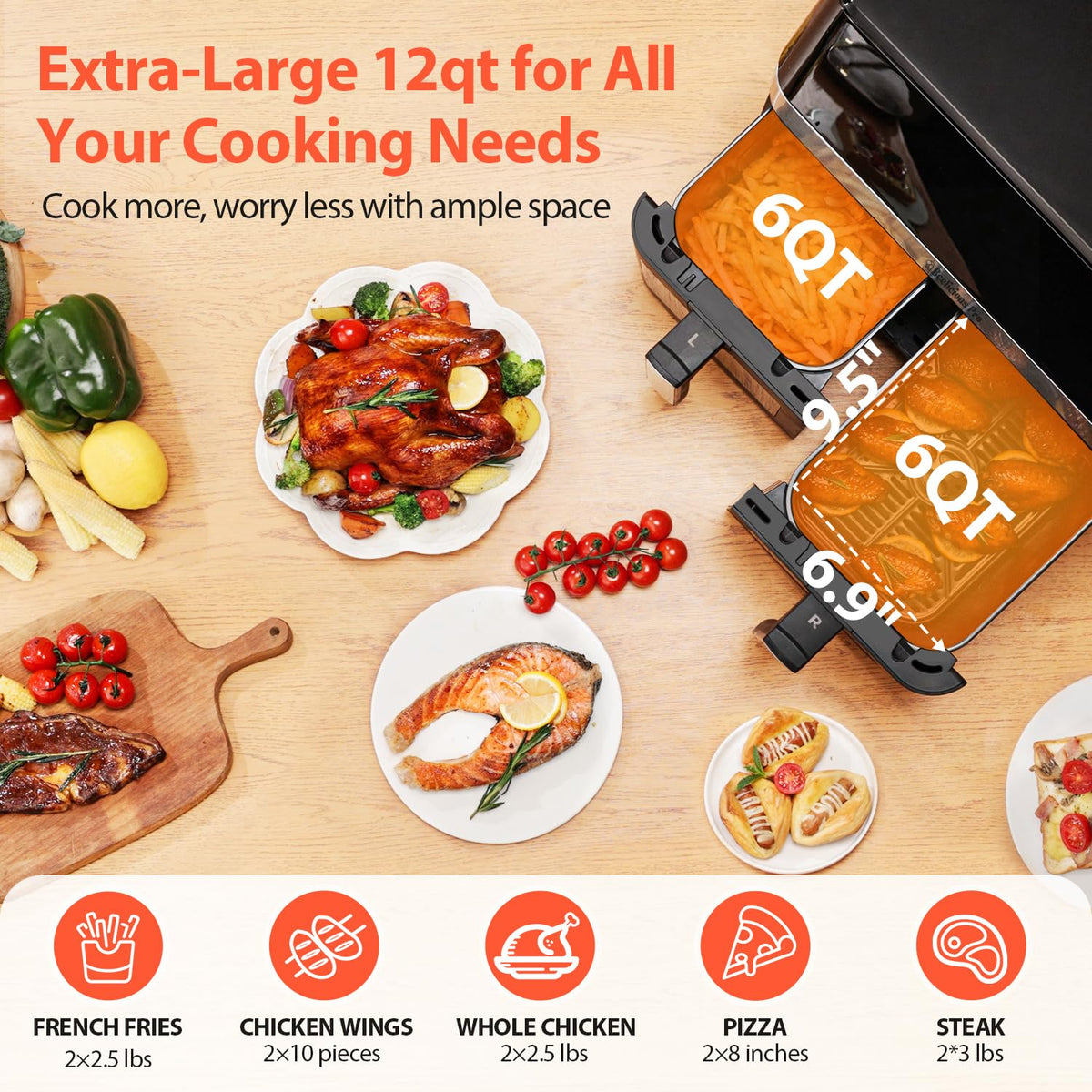 12QT Large Dual Air Fryer W26584