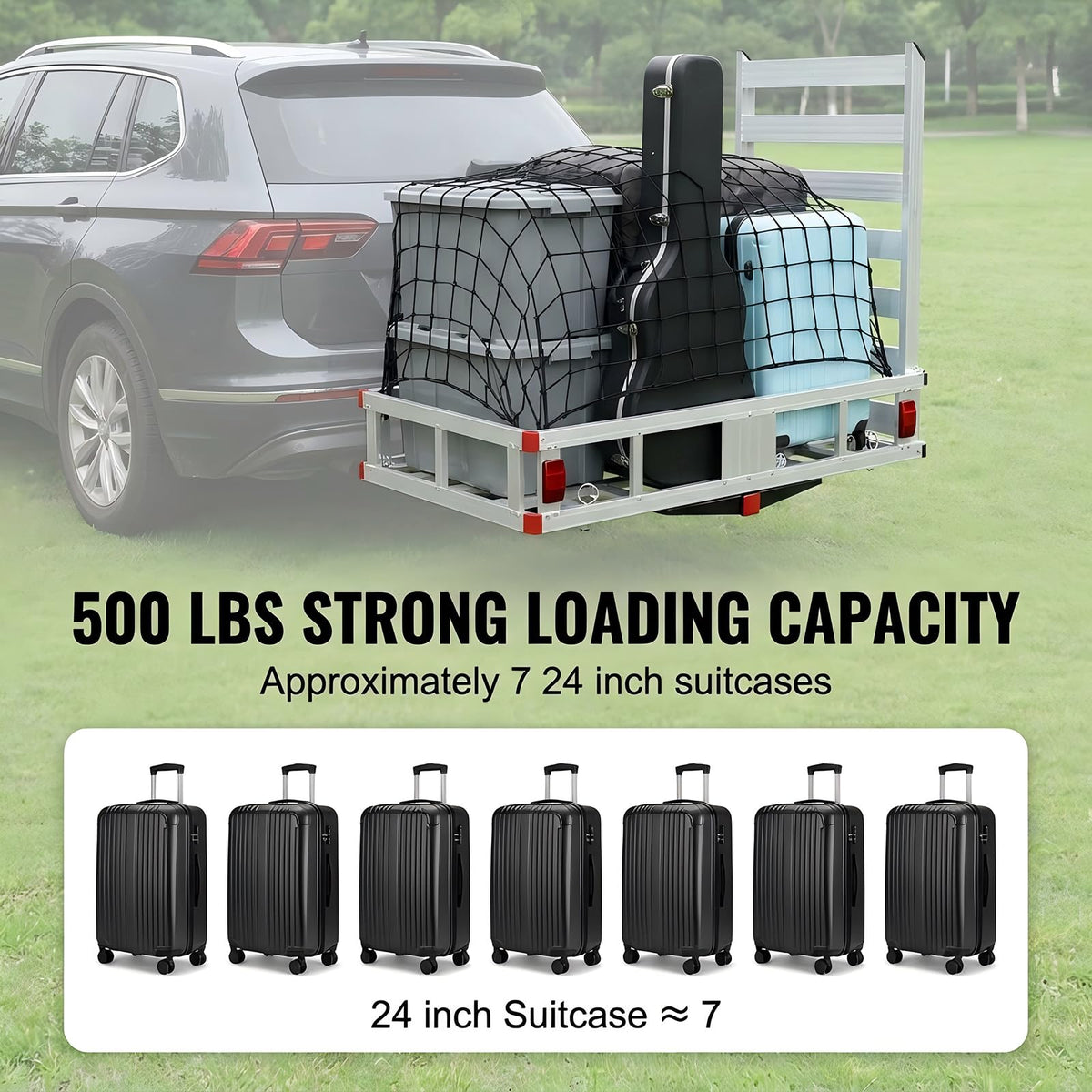 Hitch Mounted Cargo Carrier with Folding Ramp E111591