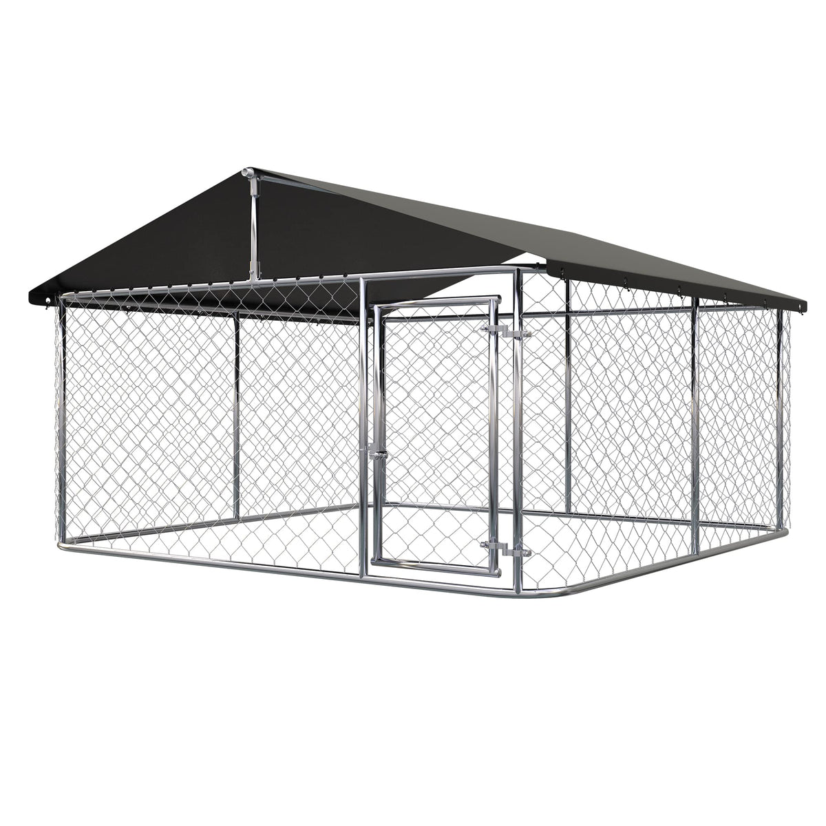 Outdoor Dog Kennel Steel Fence with Secure Lock 78”x 78” T870586