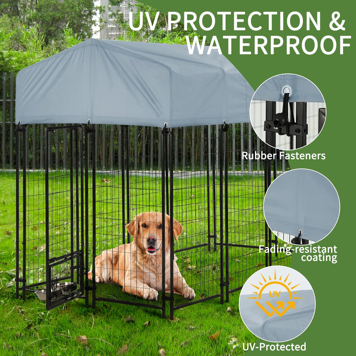 8'x4'x6' Outdoor Dog Kennel with Roof P875874