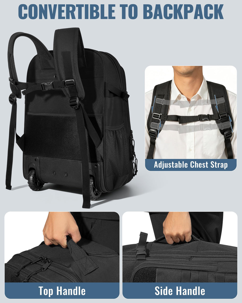 17 Inch Rolling Tactical Laptop Backpack with Wheels Y779
