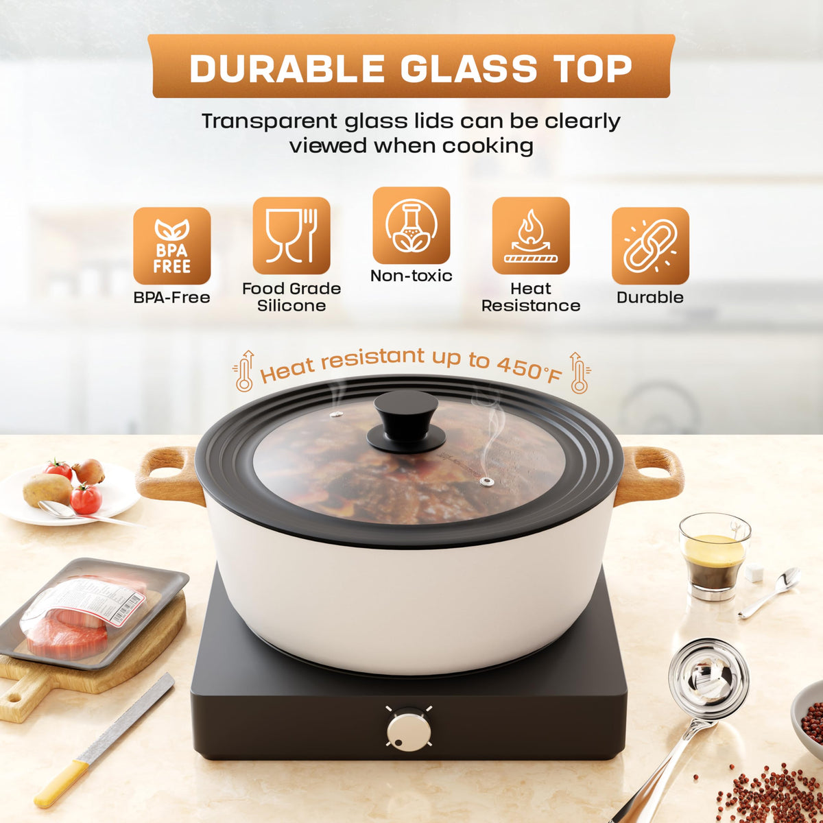 Universal Lid for Pots, Pans & Skillets 10"-11.5" Glass Lid U439468