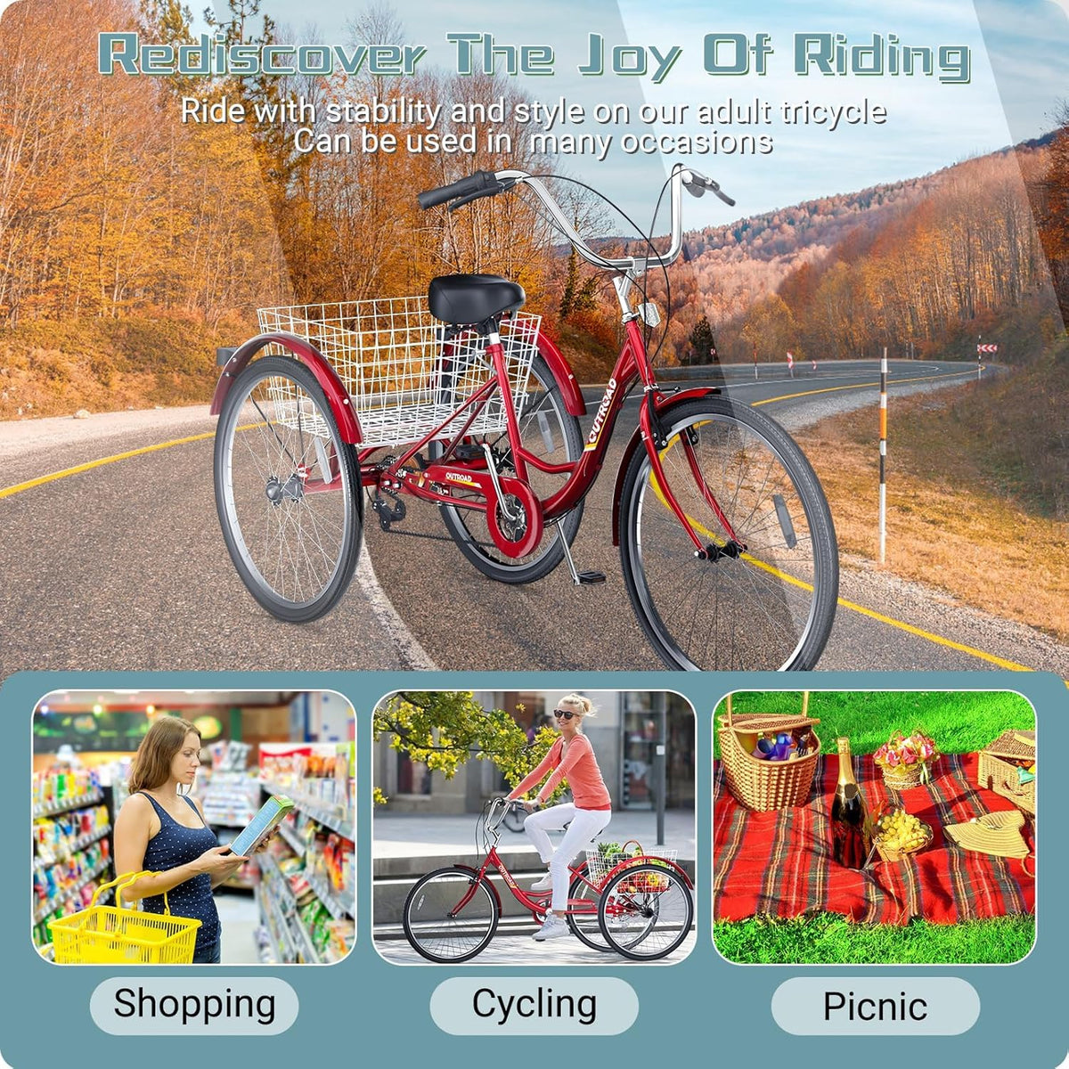 24/26-Inch 3 Wheel Adult Tricycle H13613