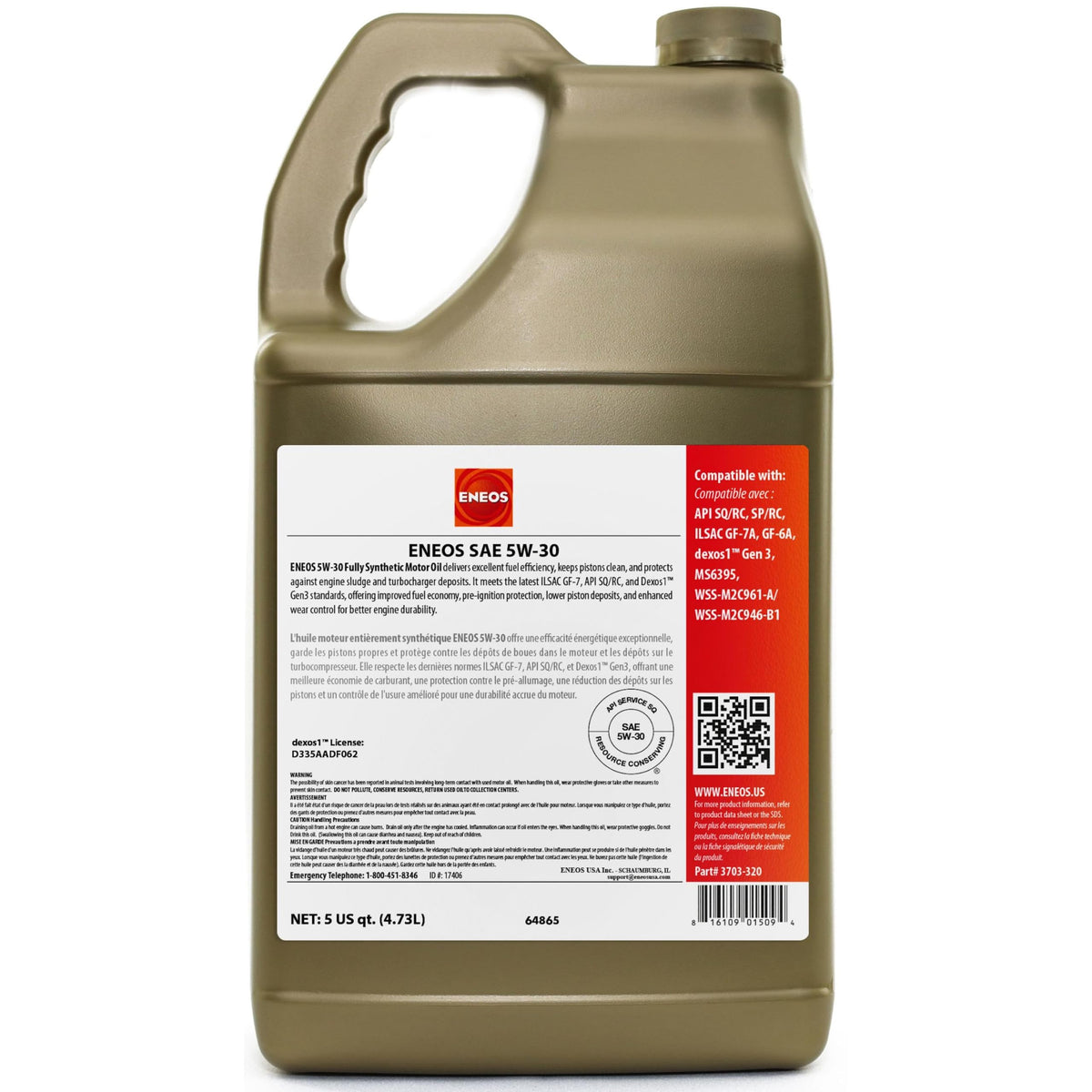 5W-30 Fully Synthetic Motor Oil 5 Qt Z331