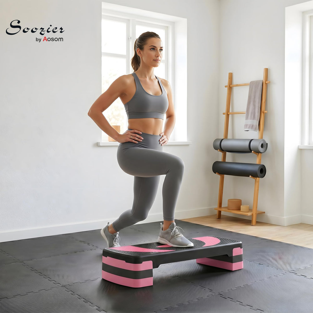 Adjustable Aerobic Stepper 4"-6"-8" Pink L9274
