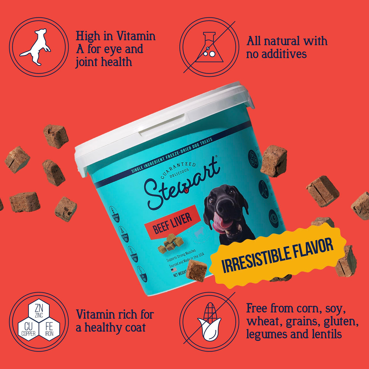 Freeze Dried Beef Liver Dog Treats 21 oz Tub Y502339