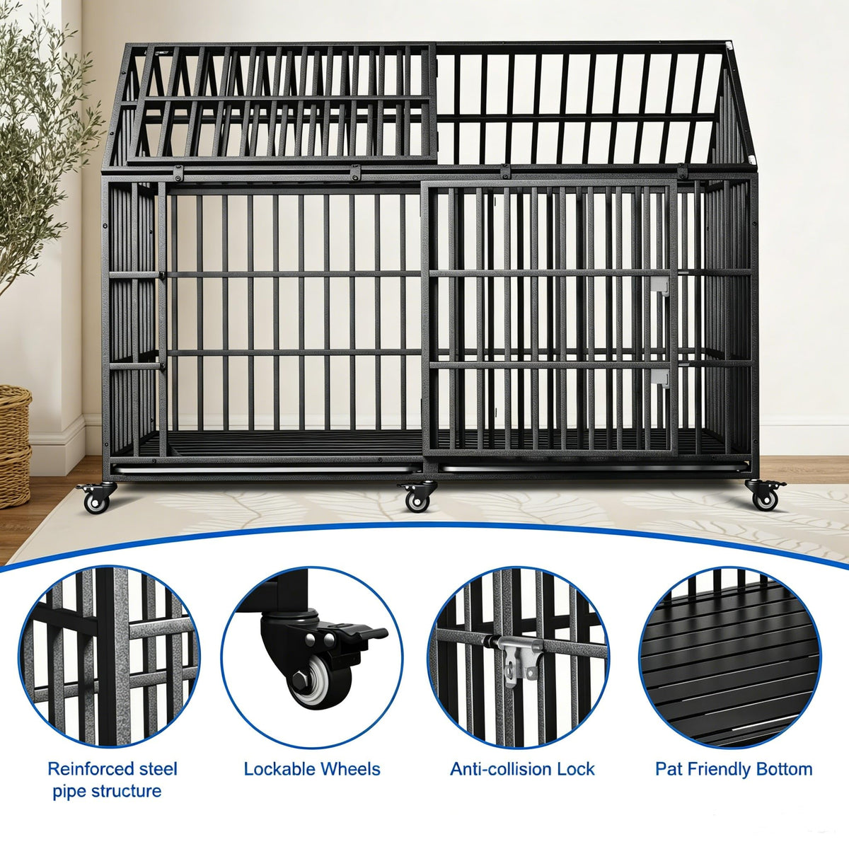 64 inches Heavy Duty Metal Dog Crate F252