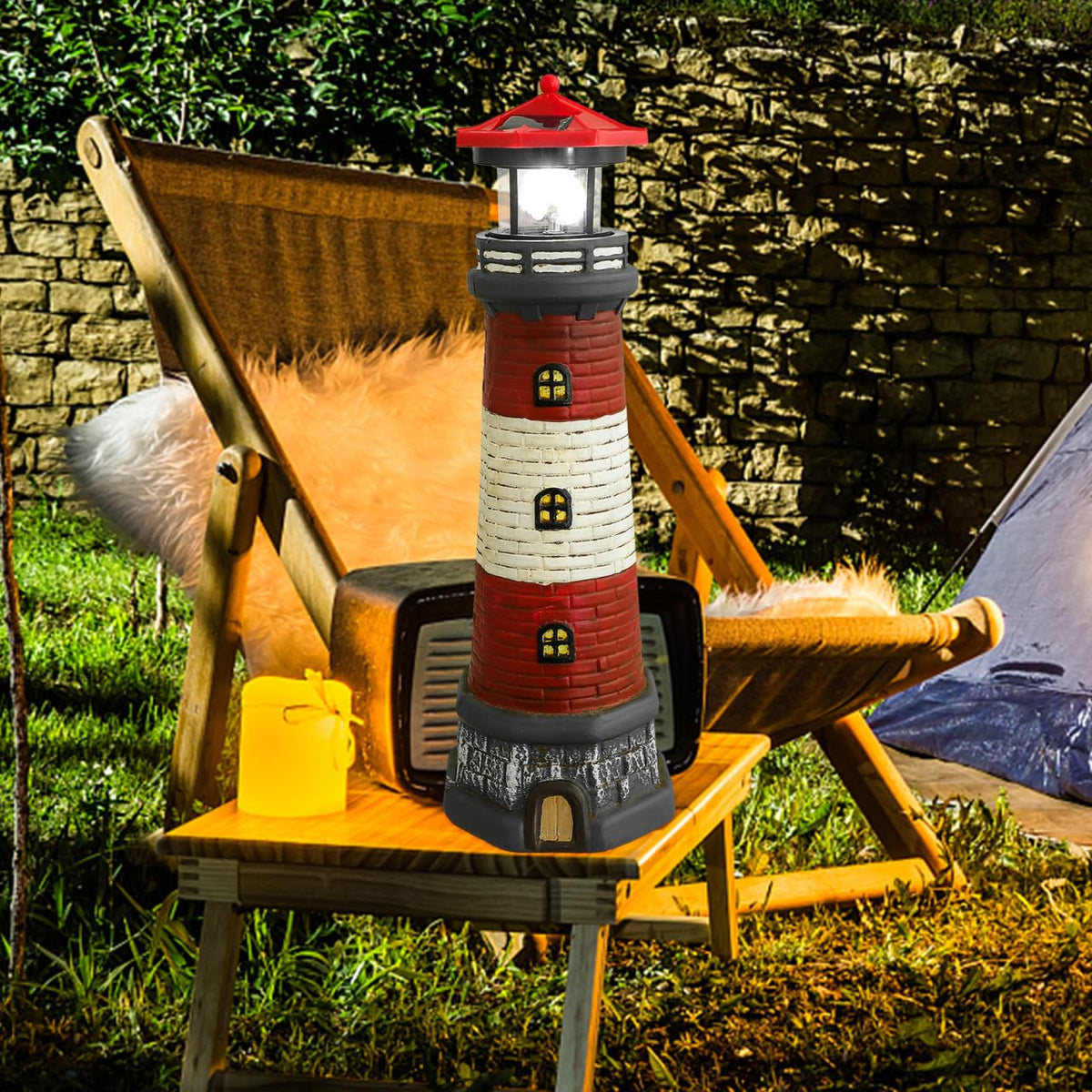 15" Solar Lighthouse Garden Statue T931