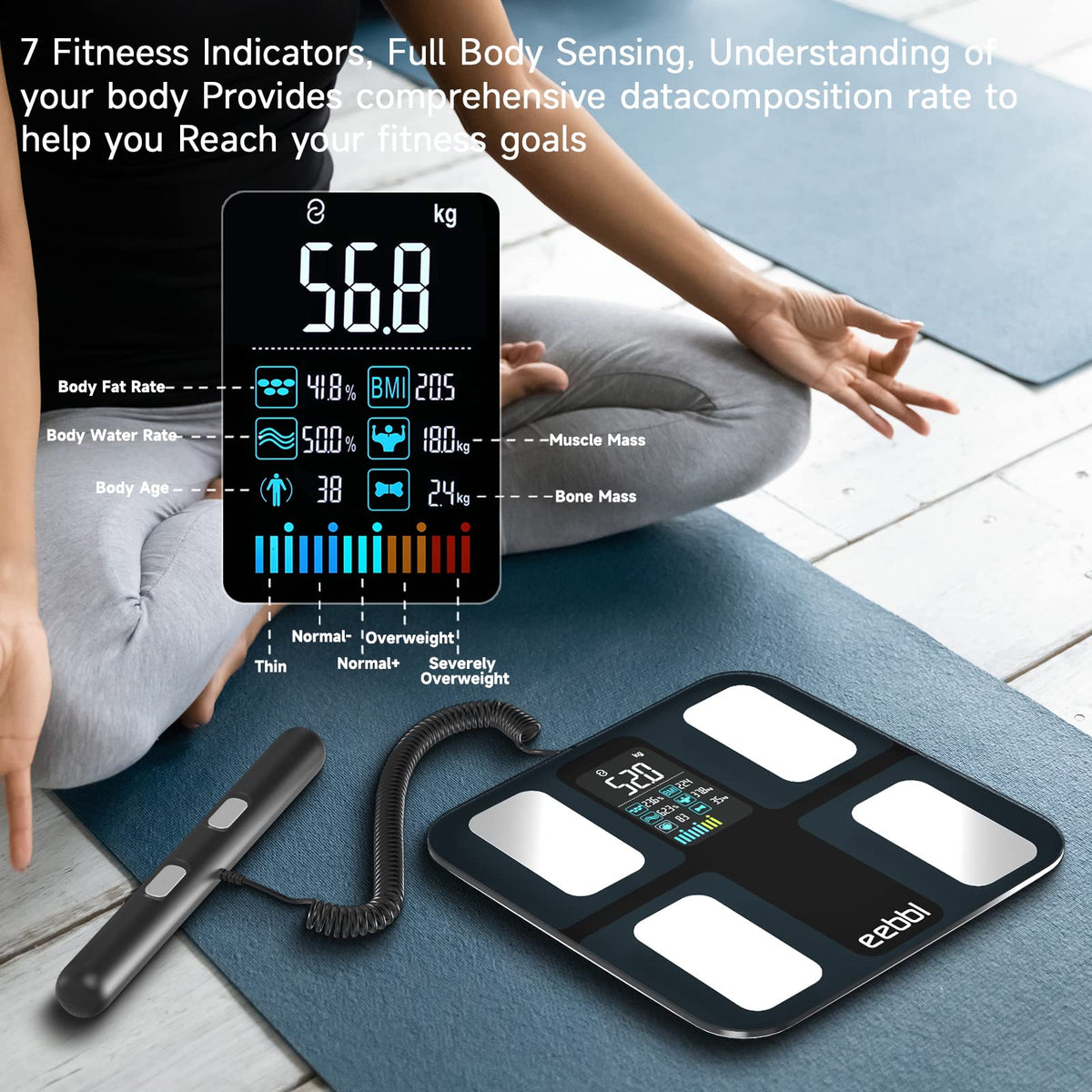 Body Fat Scale with Handheld, Bluetooth Body Composition Monitor 400 lbs K4035