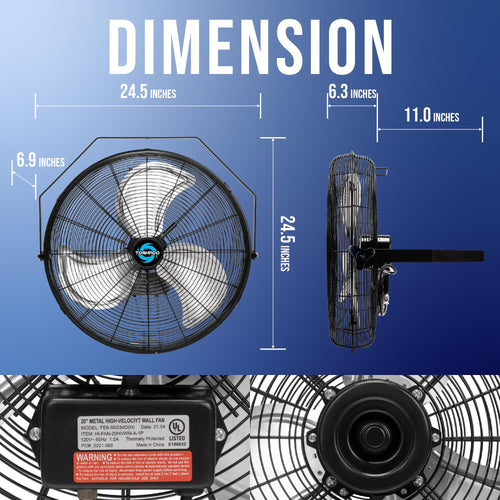 20 Inch High Velocity Industrial Wall Fan 3 Speed S44393