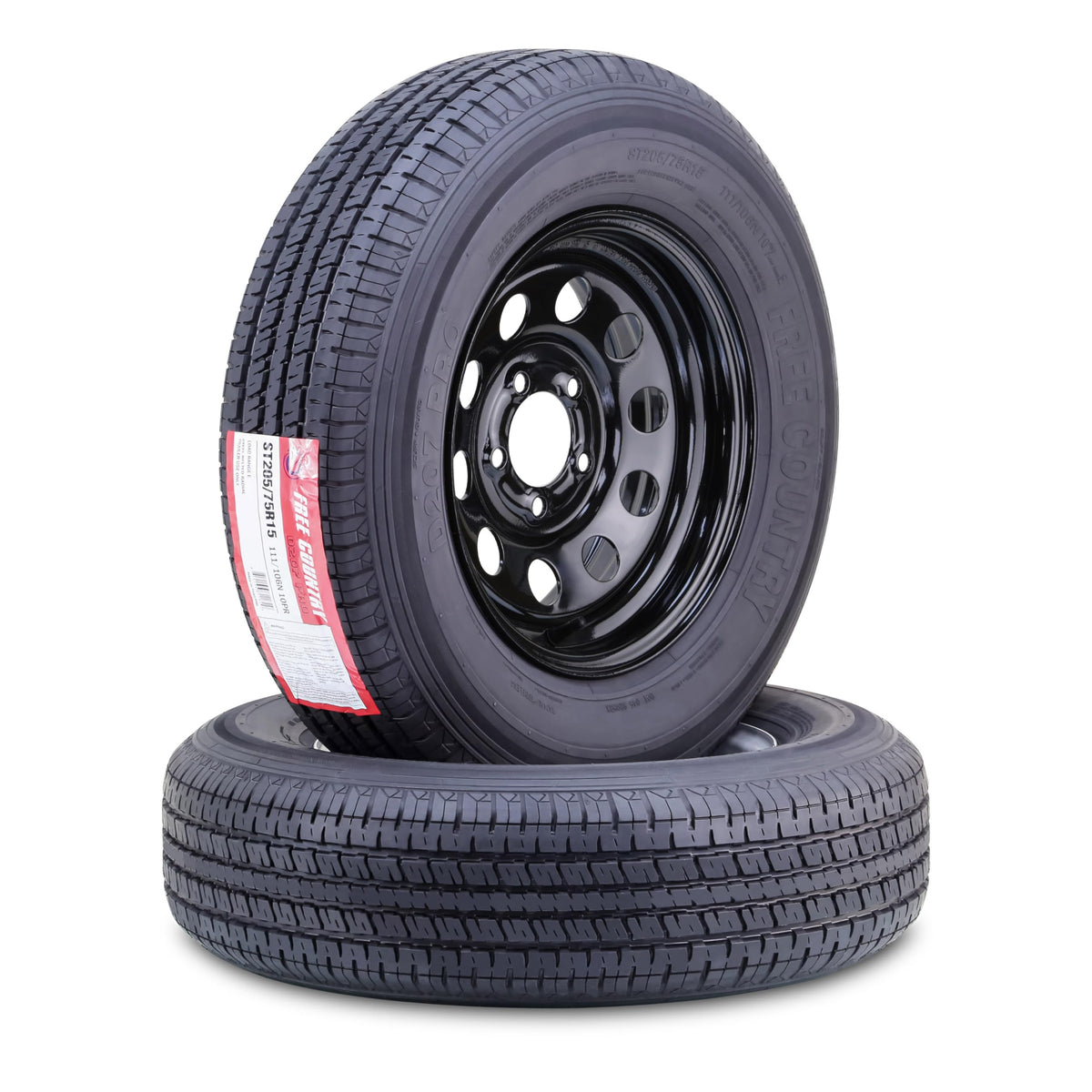 Trailer Tire Wheel ST205/75R15 10PR E 5X4.5 Black Pk2 U417598
