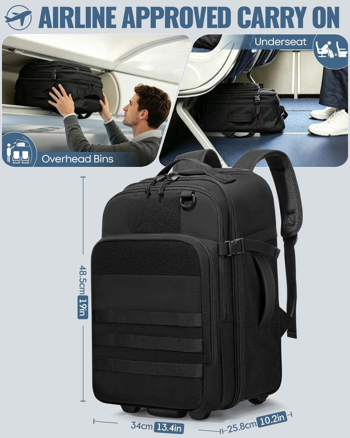 17 Inch Rolling Tactical Laptop Backpack with Wheels Y779
