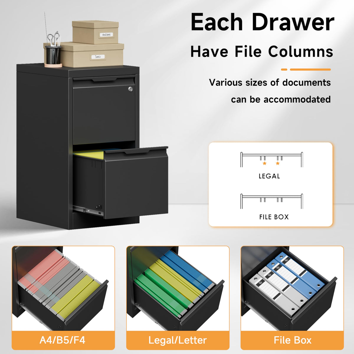 2 Drawer Metal File Cabinet with Lock F548597