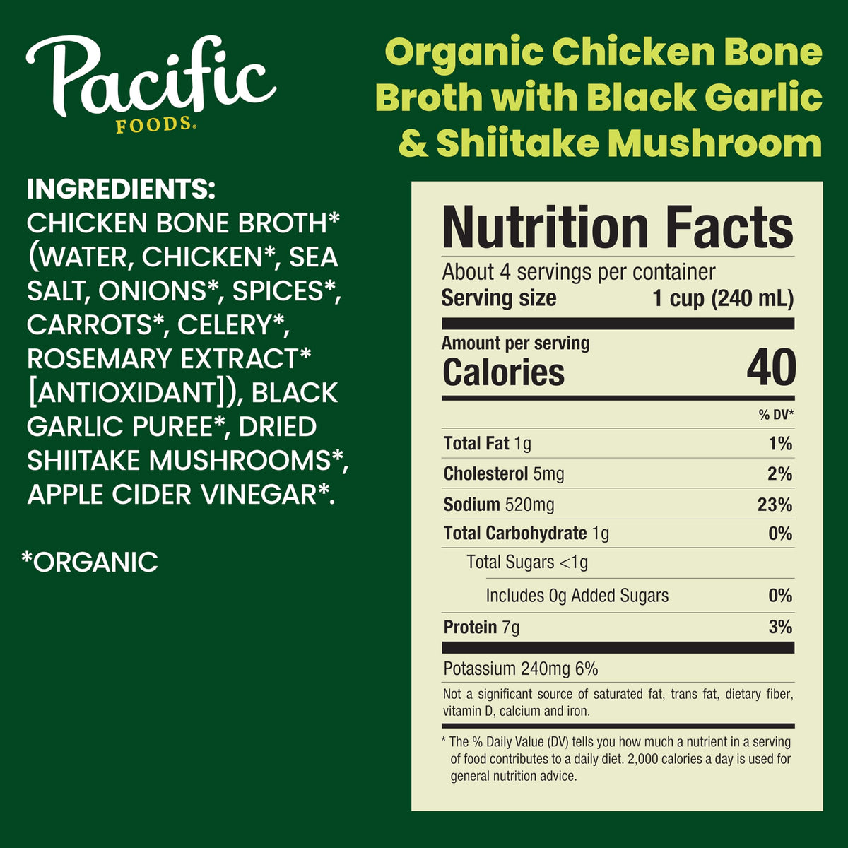 Organic Chicken Bone Broth with Black Garlic & Shiitake Mushroom 32 Ounce H79067