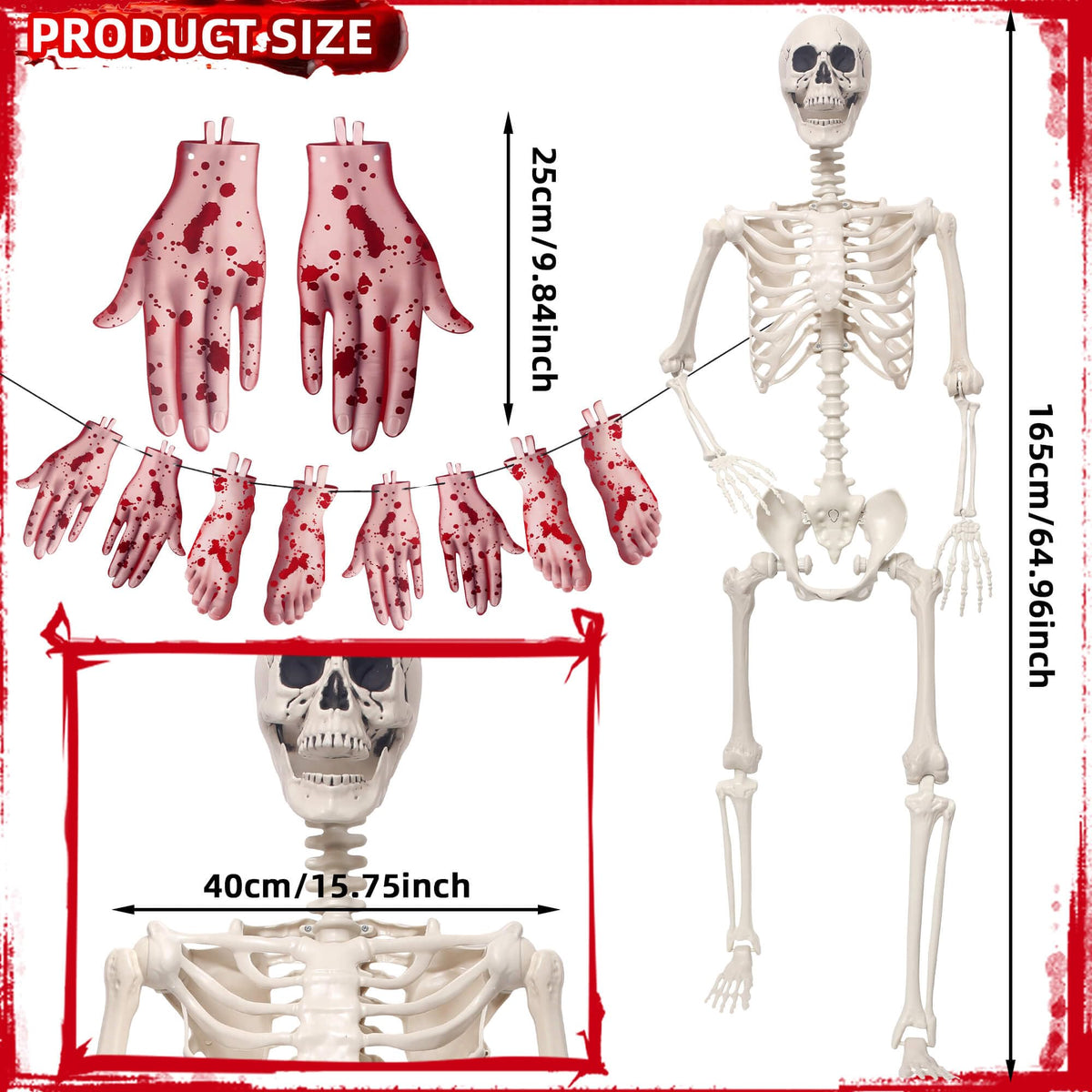5.4Ft Poseable Skeleton Plastic Human Bones C320