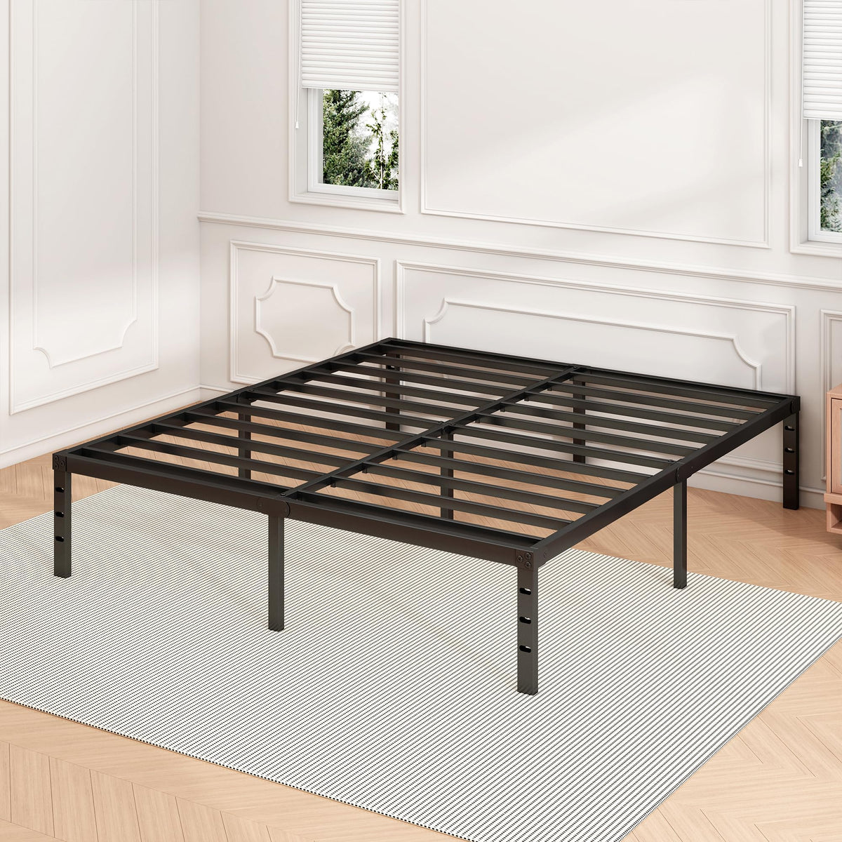 18 Inch Full Bed Frame with Under Bed Storage, Black R981451