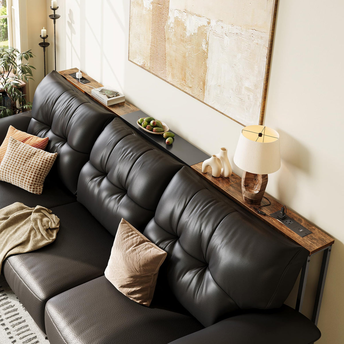 Narrow Sofa Table with 2 Power Outlets and USB-C Port Z441678