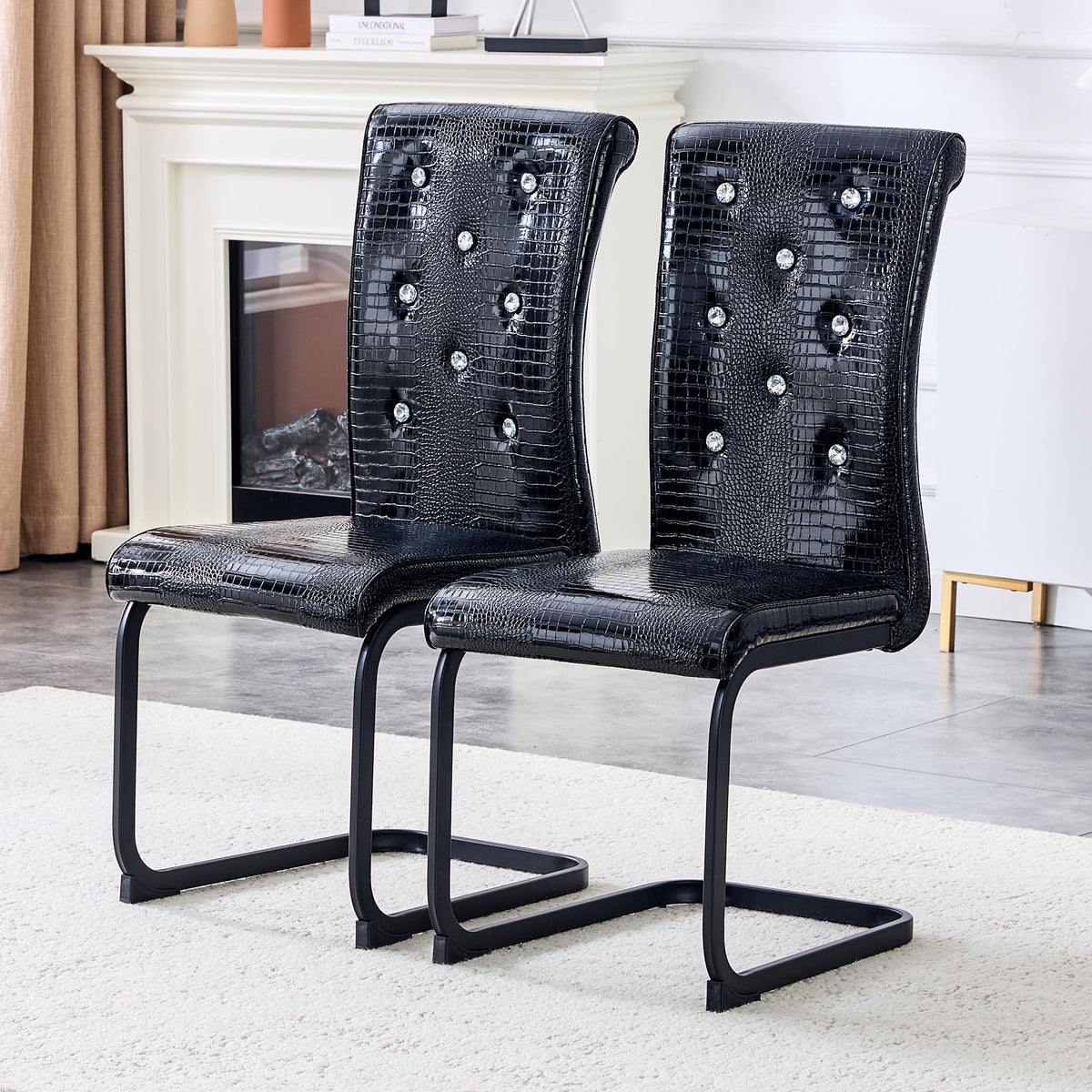 PU Leather Dining Chairs Set of 2 Upholstered High Back Z74200