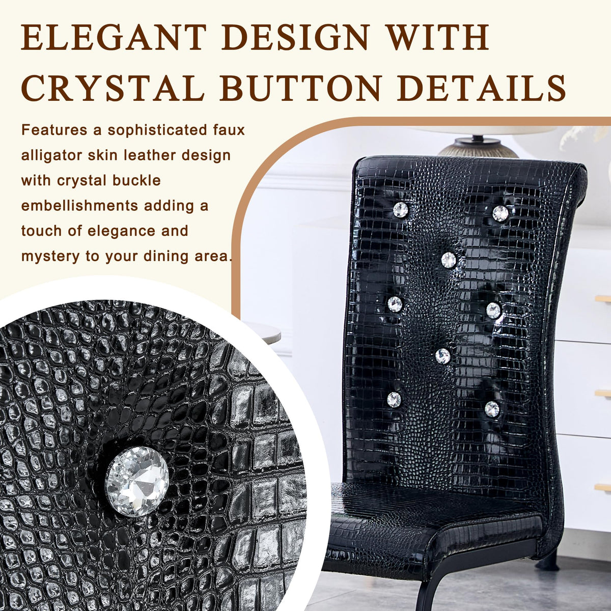 PU Leather Dining Chairs Set of 2 Upholstered High Back Z74200