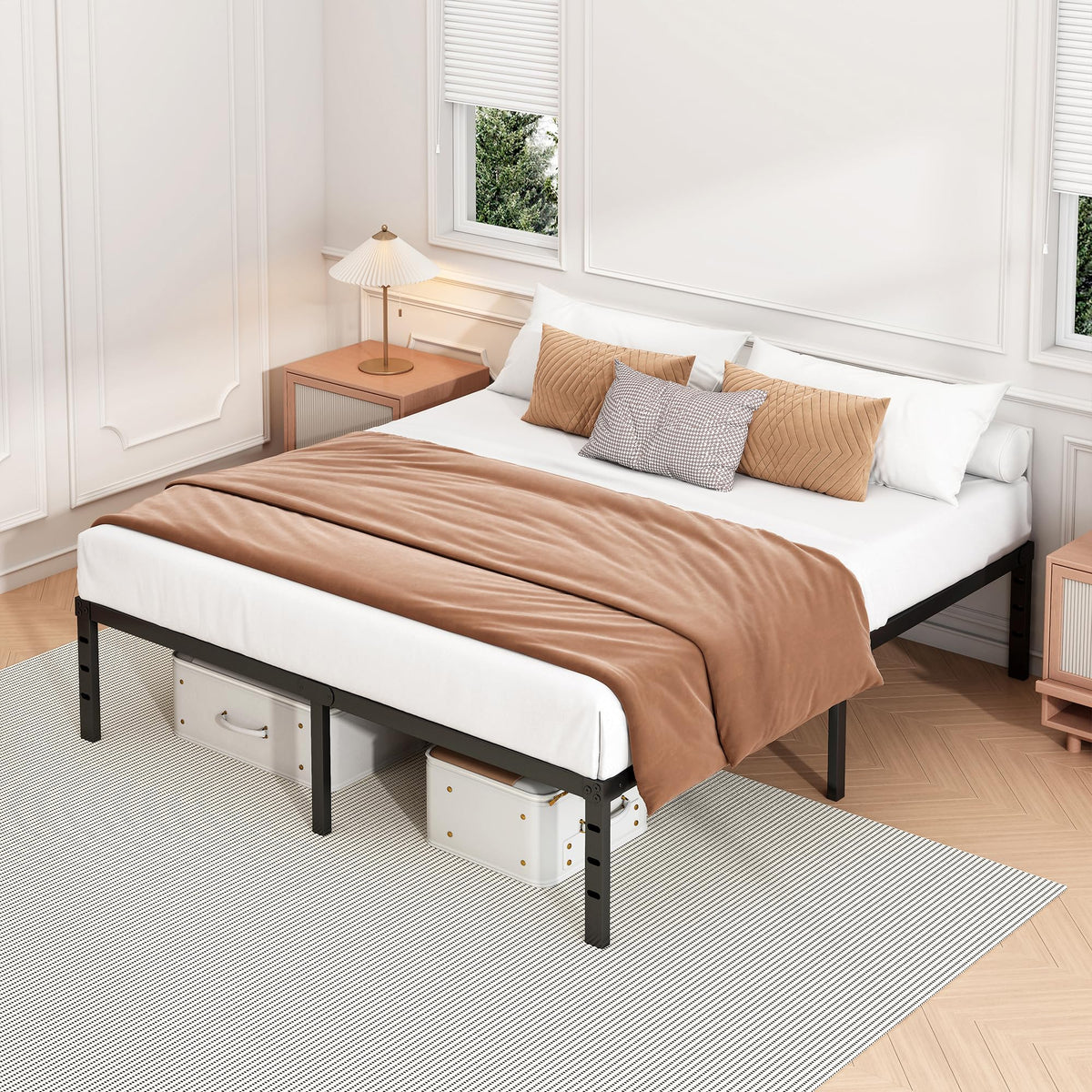 18 Inch Full Bed Frame with Under Bed Storage, Black R981451