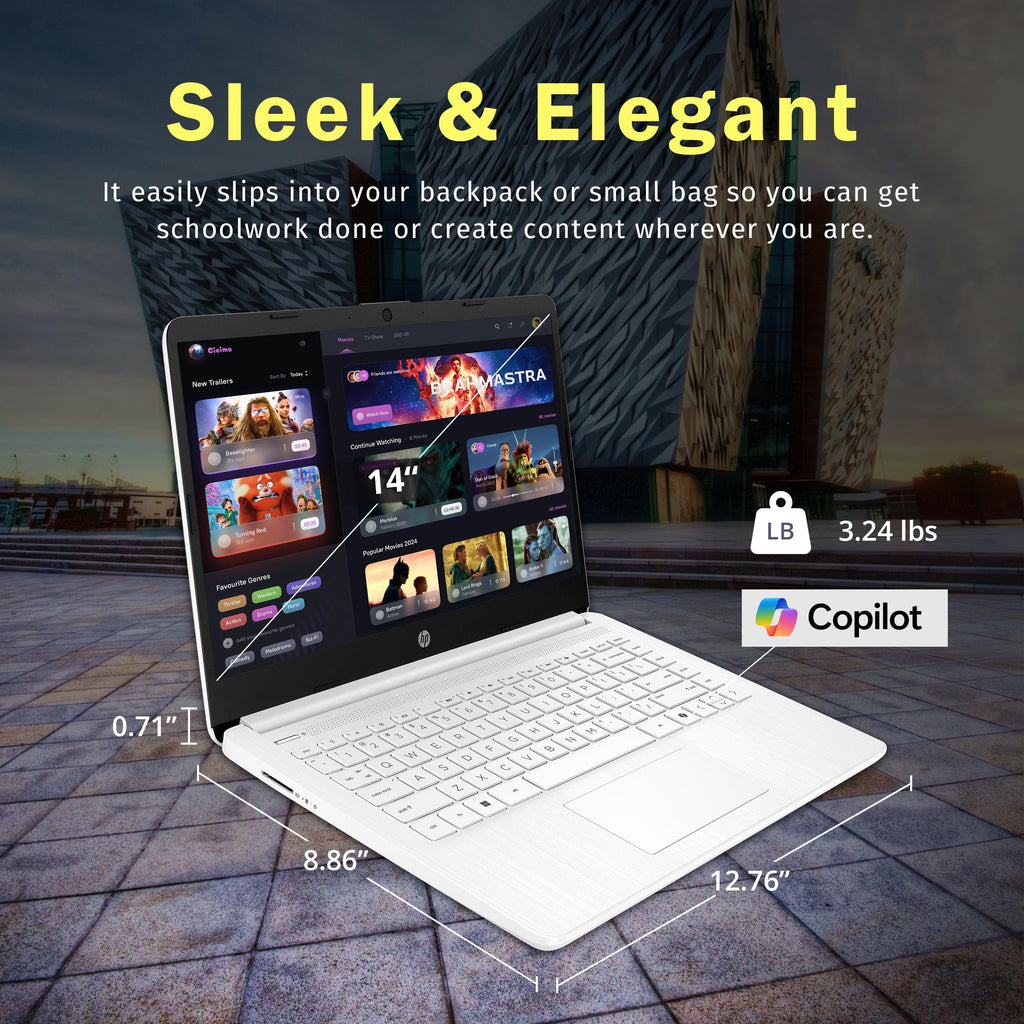 14" HD Laptop, Intel Celeron N4500, 4GB DDR4 RAM, 64GB eMMC, White A519