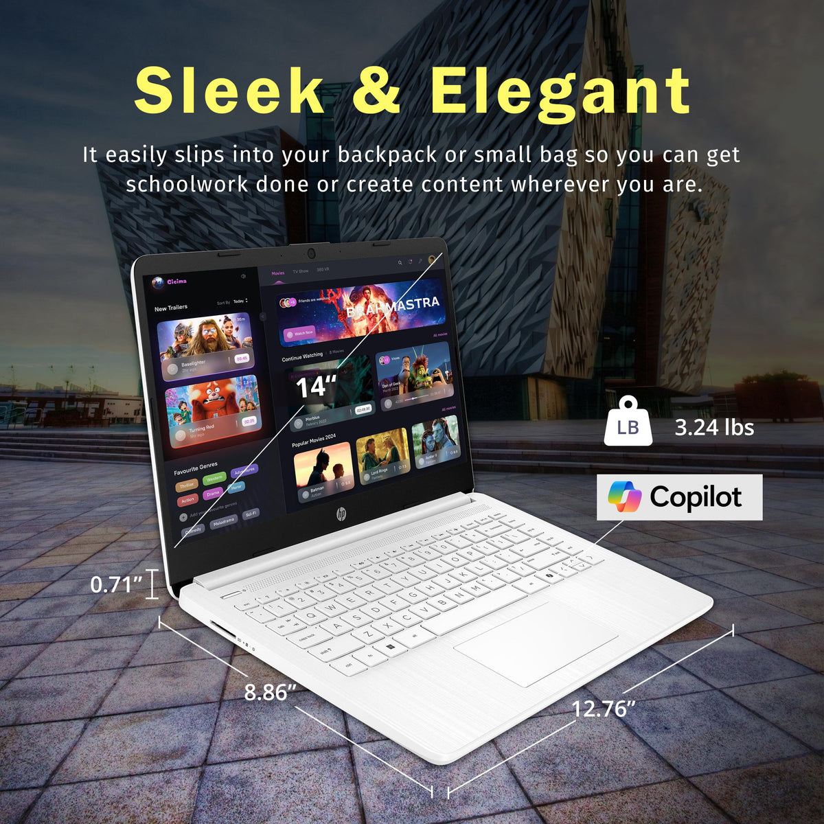 14" HD Laptop, Intel Celeron N4500, 4GB DDR4 RAM, 64GB eMMC, White A519